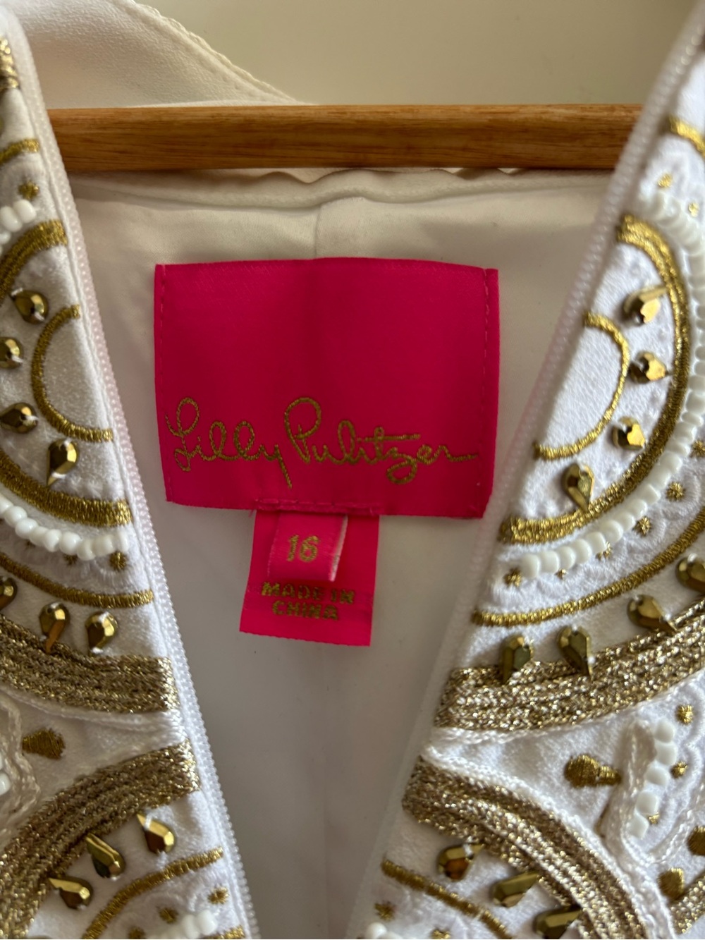 Lilly Pulitzer White Dress with Gold Sequin Embellishment - Picture 2 of 5